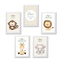 Ver imagem 2 de Kit 5 Quadros Decorativos Safari Baby Aquarela Bege:branca