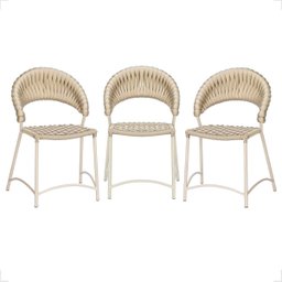 Cadeira de Jantar Milão Aluminio e Croche Náutico 3 Unidades - Rami - 1