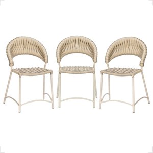 Cadeira de Jantar Milão Aluminio e Croche Náutico 3 Unidades - Rami