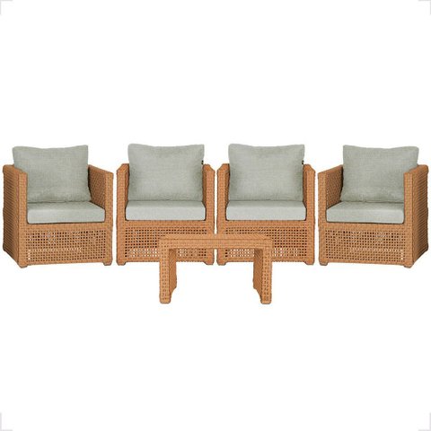 Mesa Centro e 4 Poltronas Madri Corda Náutica Estofado 3 Trama Original