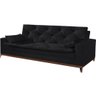 Sofá 4 Lugares Retrô Catania Tecido Suede 212cm Cor Preto - 1