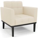 Ver imagem 1 de Poltrona Decorativa Base Madeira Preto Ana Linho Bege - Ibiza