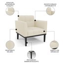 Ver imagem 3 de Poltrona Decorativa Base Madeira Preto Ana Linho Bege - Ibiza