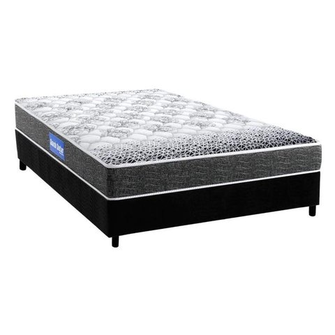 Cama Box Casal: Colchão Espuma Probel Guarda Costas Super Resistente + Base CRC Suede Black(138x188)