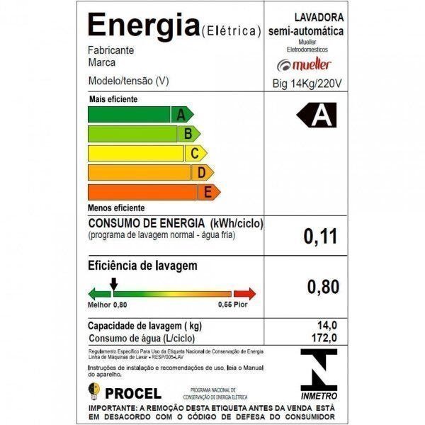 Tanquinho 14kg Big Mueller 220v Branco - 11