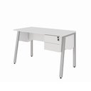 Ver imagem 2 de Mesa Escrivaninha 120cm x 60cm com Gaveteiro Suspenso e Tampo Chanfrado F5 Office