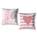 Ver imagem 1 de Kit 2 Capa de Almofada 40cm X 40cm Decorativas Estampadas Digital Sala Sofá Quarto Flamingo