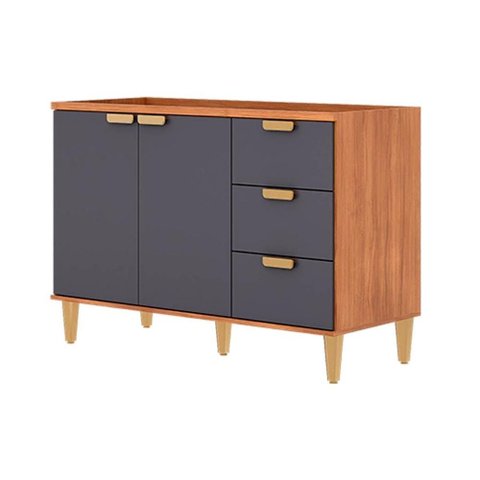 Gabinete Cozinha Modulado Elena 2 Ptas 3GAVS s/Tampo 120cm Cin/Tit MGM