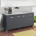Ver imagem 1 de Balcão de Cozinha Gabriela 4 Portas 1 Prateleira MDP 145cm Cinza Fosco