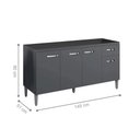 Ver imagem 2 de Balcão de Cozinha Gabriela 4 Portas 1 Prateleira MDP 145cm Cinza Fosco