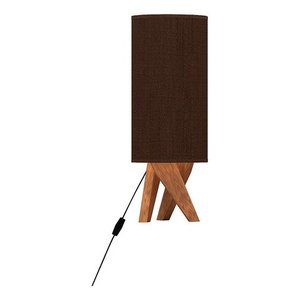 Abajur Pequena De Quarto Luminária De Mesa Madeira Moderna:Marrom