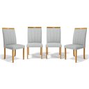 Ver imagem 1 de Kit com 4 Cadeiras Aurora Madeira Maciça Estofadas para Mesa de Jantar Linho Cinza 407