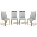 Ver imagem 1 de Kit com 4 Cadeiras Aurora Madeira Maciça Estofadas para Mesa de Jantar Linho Cinza 407