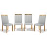 Kit com 4 Cadeiras Aurora Madeira Maciça Estofadas para Mesa de Jantar Linho Cinza 407 - 1