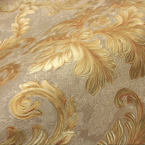Papel de Parede Colonial Dourado com Brilho Vinilico Lavável+cola para Aplicação