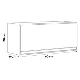 Armário Aéreo Geladeira e Lavanderia 1 Porta 0,60m MDF BP Branco TX - SSX Multicoisas - 5