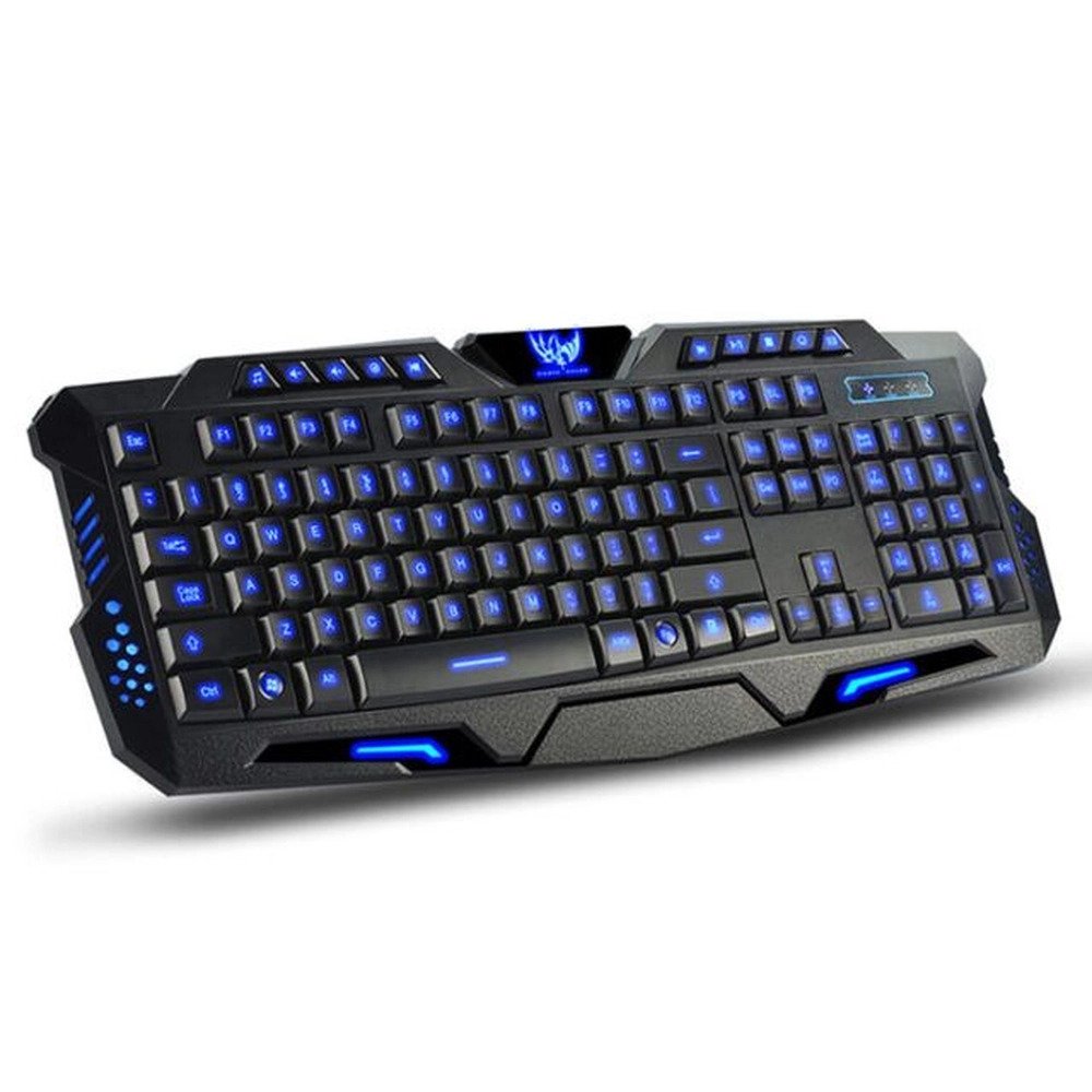 Teclado Gamer 3 Cores Led Retroiluminado Usb Pc backlight - Preto - 5