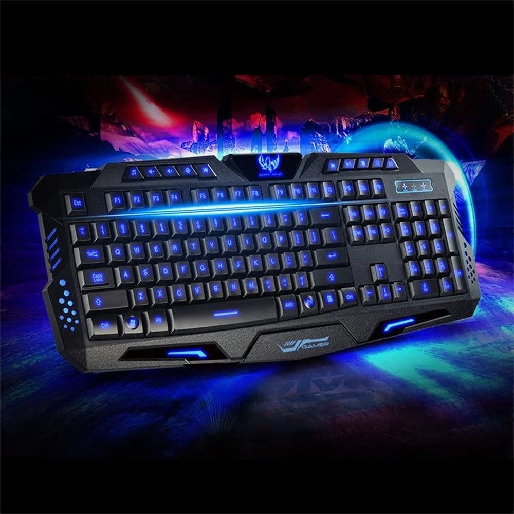 Teclado Gamer 3 Cores Led Retroiluminado Usb Pc backlight - Preto - 2