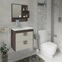 Ver imagem 2 de Gabinete de Banheiro com Cuba e Espelheira Lirio 60cm Cafe/off White - Mgm