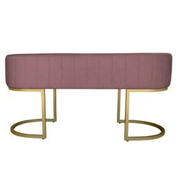 Banco Recamier Estofado Luana Base Gold Veludo Rosê - Montanaris Decor - 3