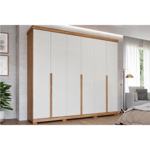 Guarda Roupa 6 Portas e 6 Gavetas Guarapari Cinamomo/off White - Panan