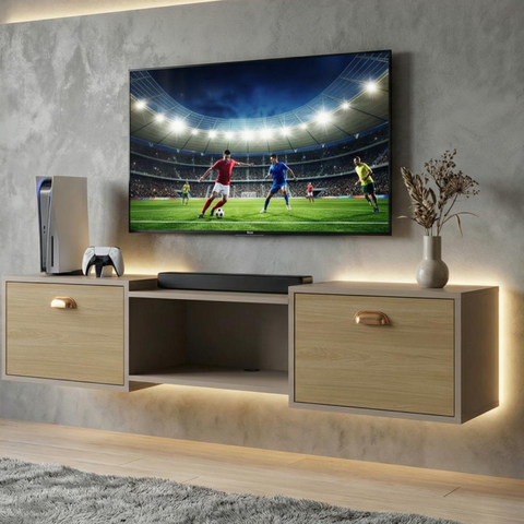 Rack Suspenso 1,20m Home Shop Design Minimalista Elegante com 2 Portas e Nicho - Varias Cores Cor:Fe