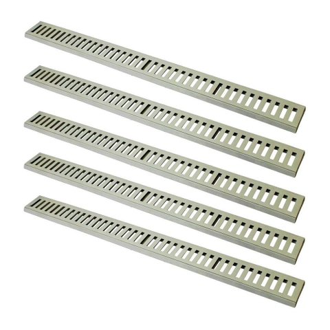 Kit 5 Ralo Grelha Linear Caixilho em Alumínio Bege 20x100cm