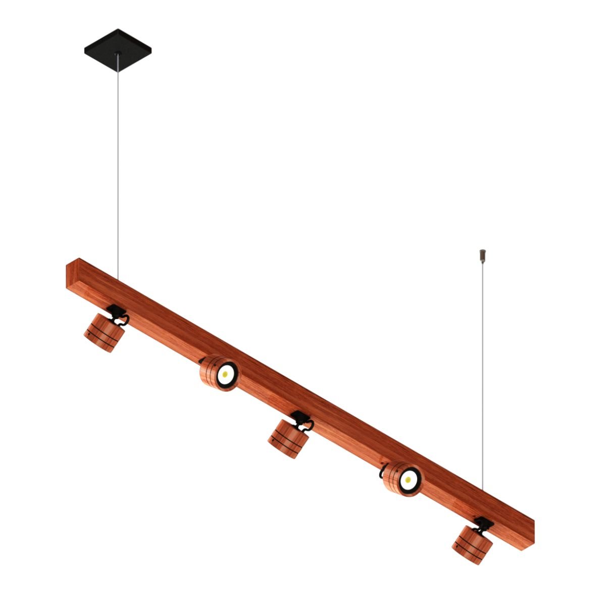 PENDENTE HORIZONTAL MADEIRA MACIÇA CAROLINA LED 35W 3500LM  CABO - 5