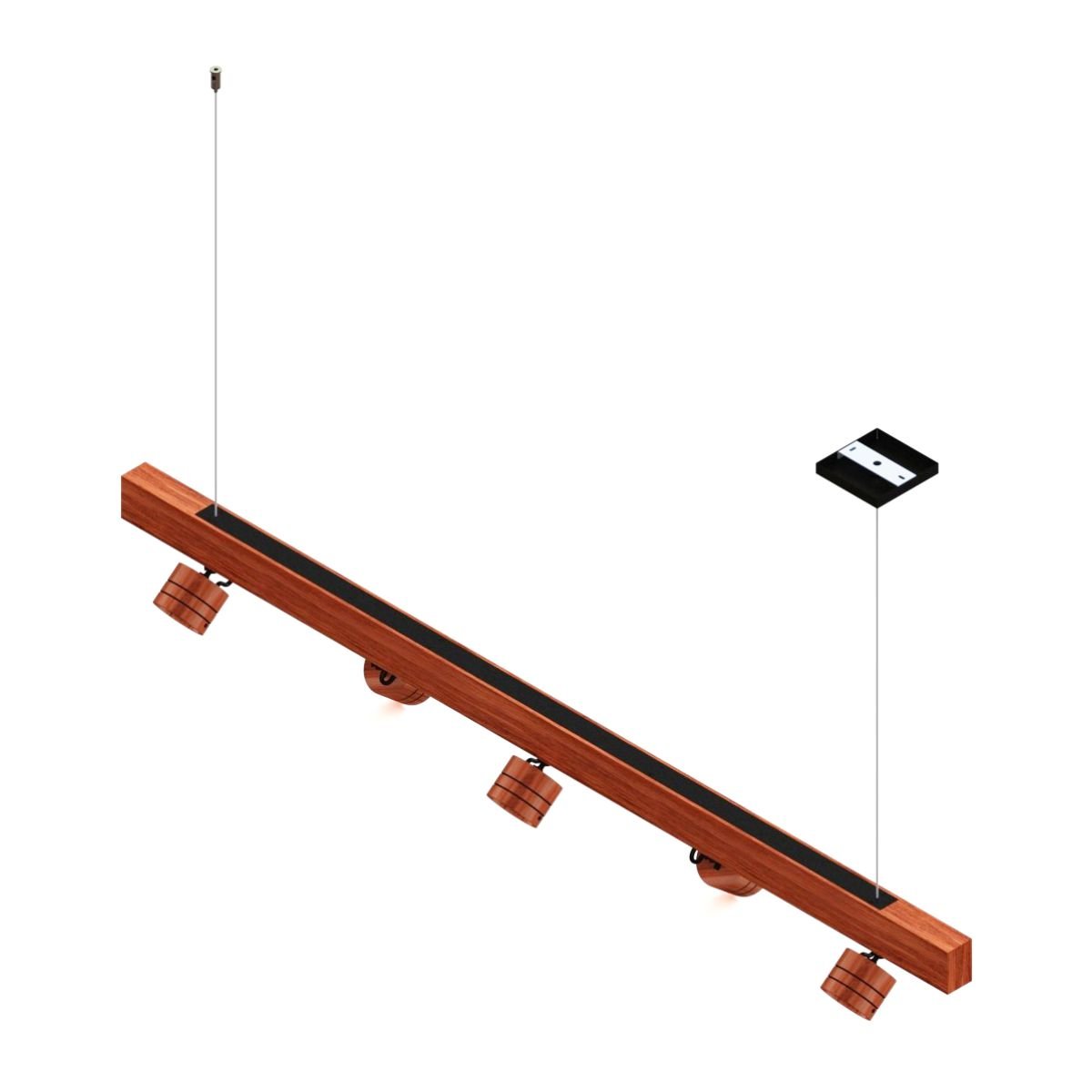 PENDENTE HORIZONTAL MADEIRA MACIÇA CAROLINA LED 35W 3500LM  CABO - 3