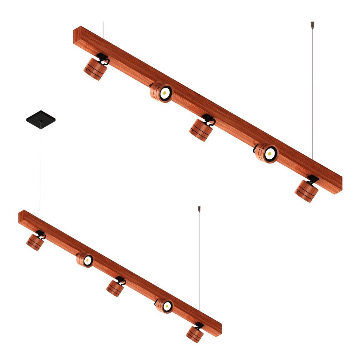 PENDENTE HORIZONTAL MADEIRA MACIÇA CAROLINA LED 35W 3500LM  CABO - 4