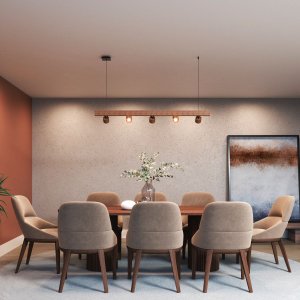 PENDENTE HORIZONTAL MADEIRA MACIÇA CAROLINA LED 35W 3500LM  CABO