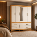 Ver imagem 1 de Guarda Roupa Casal 6 Portas 4 Gavetas Guarujá Cinamomo Off White Demóbile