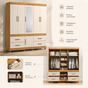 Ver imagem 3 de Guarda Roupa Casal 6 Portas 4 Gavetas Guarujá Cinamomo Off White Demóbile