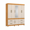 Ver imagem 2 de Guarda Roupa Casal 6 Portas 4 Gavetas Guarujá Cinamomo Off White Demóbile