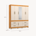 Ver imagem 6 de Guarda Roupa Casal 6 Portas 4 Gavetas Guarujá Cinamomo Off White Demóbile