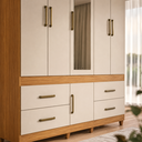 Ver imagem 4 de Guarda Roupa Casal 6 Portas 4 Gavetas Guarujá Cinamomo Off White Demóbile
