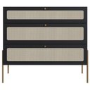 Ver imagem 3 de Cômoda 3 Gavetas Oslo Artesano 93 Cm (largura) em Mdp Nero Palha Sintética Bege Pé Metal Dourado