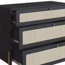 Ver imagem 4 de Cômoda 3 Gavetas Oslo Artesano 93 Cm (largura) em Mdp Nero Palha Sintética Bege Pé Metal Dourado