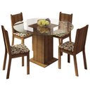 Ver imagem 2 de Conjunto Sala de Jantar Madesa Paula Mesa Tampo de Vidro Redondo 4 Cadeiras - Rustic/bege Marrom