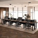 Ver imagem 1 de Estação de Trabalho 8 Lugares 4,80 m X 1,20 m Pés Metal com Caixas de Tomadas e Divisórias F5