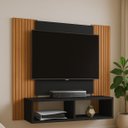 Ver imagem 1 de Painel Navi Ripado Moderno P/ Tvs de até 47" com Nicho Duplo:preto