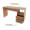Ver imagem 4 de Escrivaninha Mesa para Escritório 2 Gavetas 1 Nicho Detalhe Ripado Me4174 Tecnomobili Amêndoa