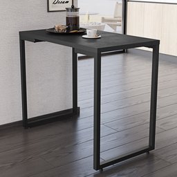Conjunto Mesa de Cozinha Prattica Industrial 90cm e 2 Cadeiras Eames F02 Preto - Mpozenato - 10
