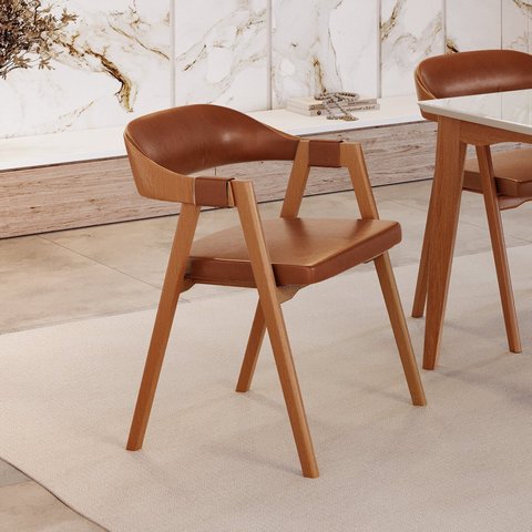 Kit 8 Cadeiras para Mesa de Jantar Gaia Yescasa Marrom