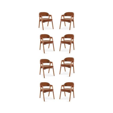 Kit 8 Cadeiras para Mesa de Jantar Gaia Yescasa Marrom