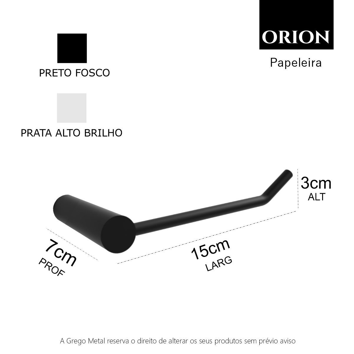 Papeleira para Banheiro Acessório Suporte Redondo Grego Metal Preto Fosco Modelo Orion - 5