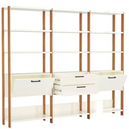 Estante Elegante 3 Torres com 1 Gaveteiro e 2 Portas 2,16 Mt (larg) Cor Off White Brilho com Freijo - 1