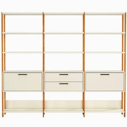 Estante Elegante 3 Torres com 1 Gaveteiro e 2 Portas 2,16 Mt (larg) Cor Off White Brilho com Freijo - 2