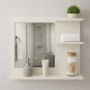 Ver imagem 5 de Móvel Multiuso MDF com Espelho p/ Banheiro Moderno Off White