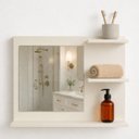 Ver imagem 4 de Móvel Multiuso MDF com Espelho p/ Banheiro Moderno Off White